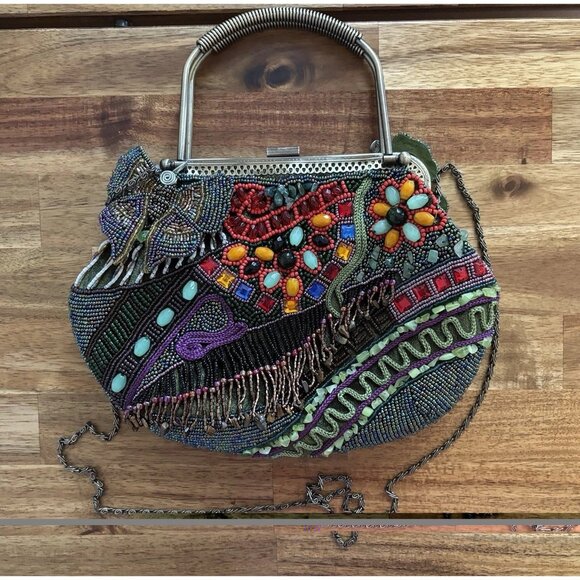 Beaded Butterfly Handbag Chico’s Multicolor Fairy Purse Boho Festival Hippie VTG